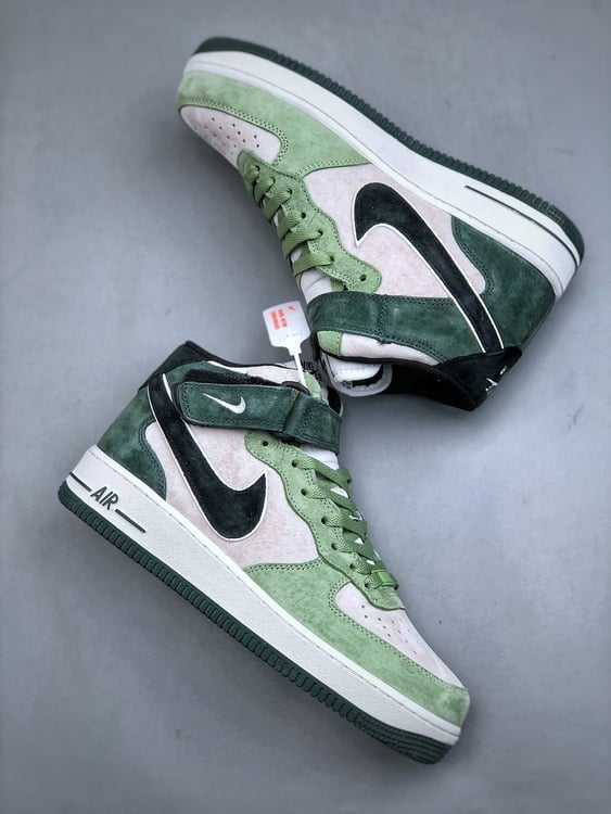 Air Force 107 Mid Preto e Verde Militar - Vista 2