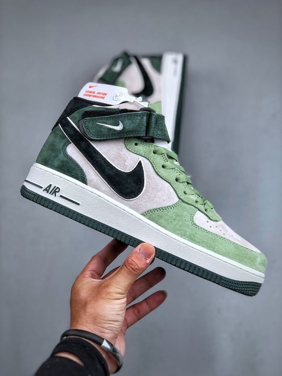Air Force 107 Mid Preto e Verde Militar - Vista 7