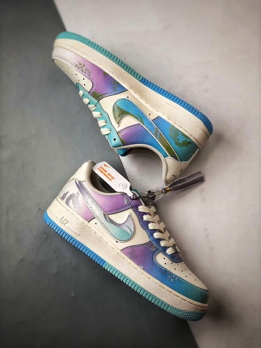 Air Force 1 Low Estilo Chinês Azul, Verde e Roxo - Vista 6