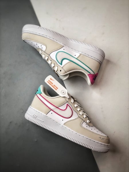 Air Force 1 '07 Low Branco, Cinza, Rosa e Verde - Vista 6