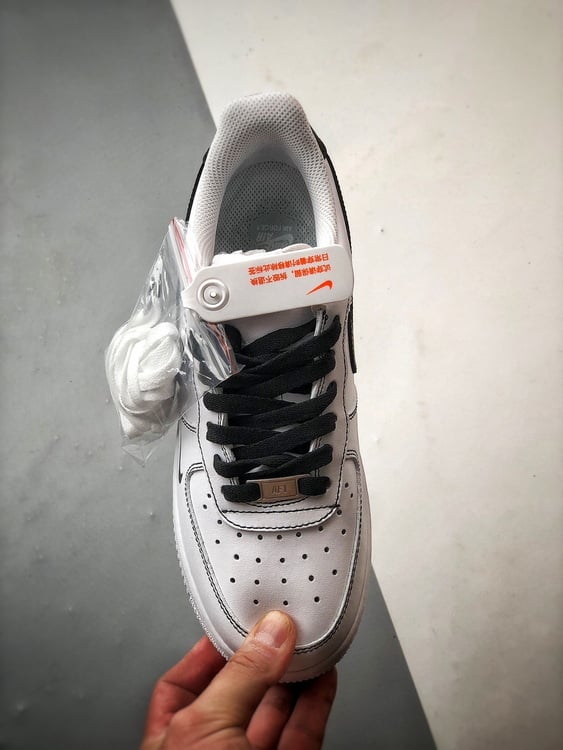 Nike Air Force 1 Low Branco e Preto Simples - Vista 9