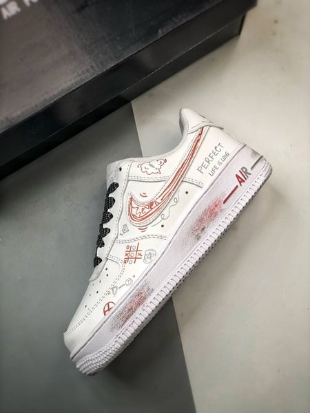 Air Force 1 '07 Low Arte Graffiti Branco e Vermelho - Vista 8