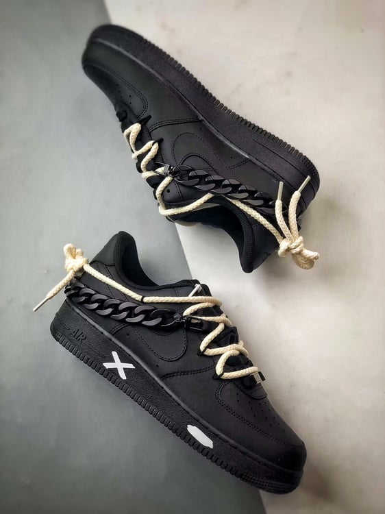 Air Force 1 '07 Low Preto Corrente Desconstruído com Tiras - Vista 6