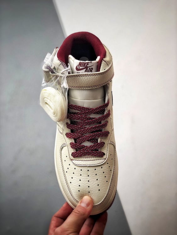 Air Force 1 07 Mid Cinco Faixas Bege Branco e Vinho - Vista 9