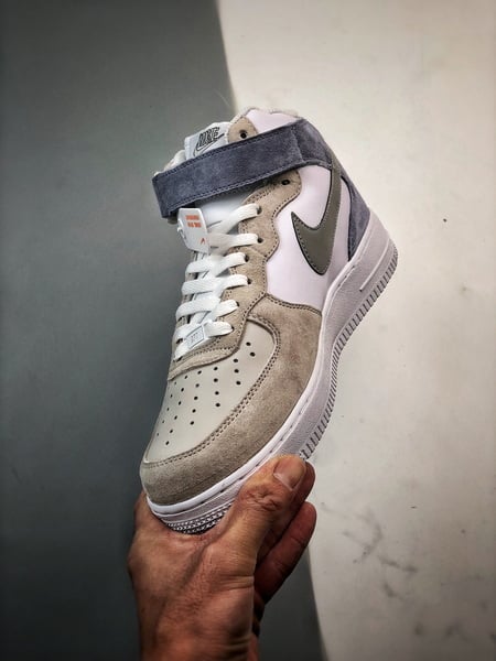 Air Force 1 07 Mid Cinzento e Azul Camurca - Vista 5