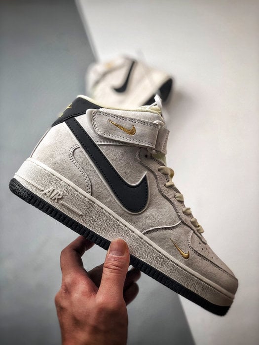 Air Force 1 07 Mid Cinzento Branco e Preto Camurca - Vista 7