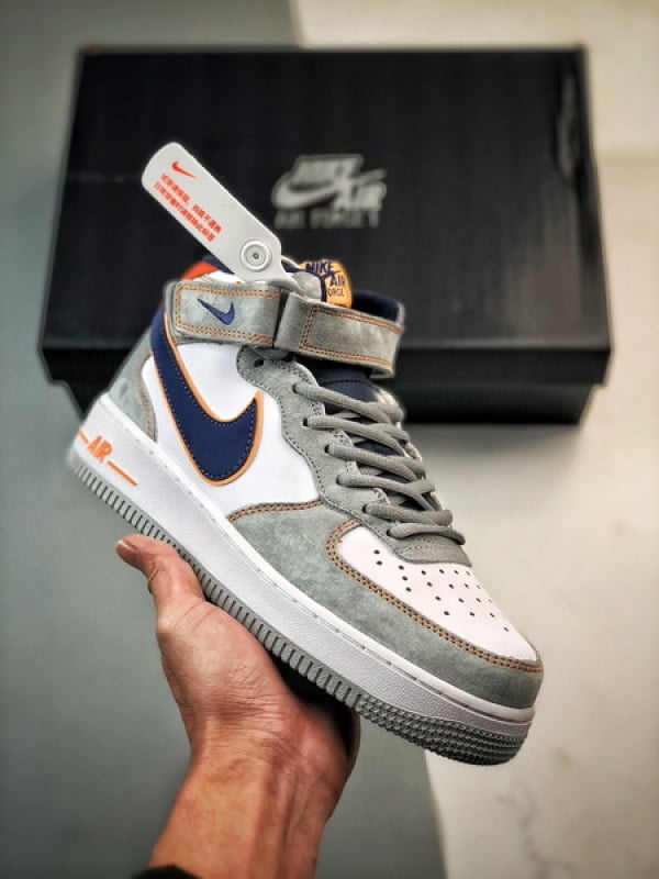 Air Force 1 07 Mid Cinzento e Azul Camurca - Vista 1