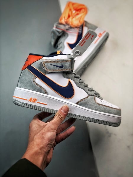 Air Force 1 07 Mid Cinzento e Azul Camurca - Vista 7