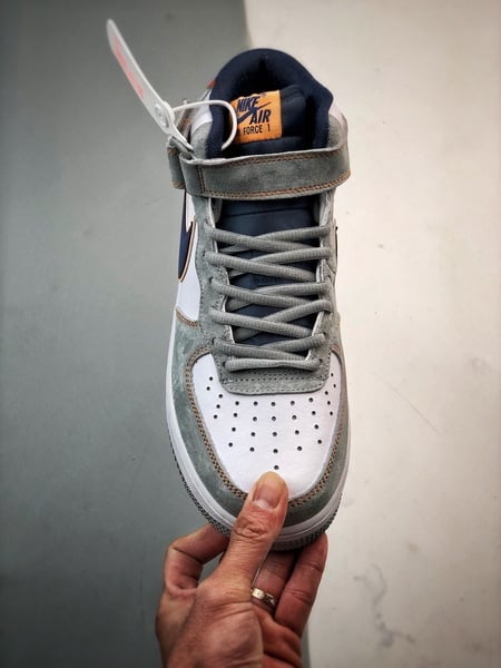 Air Force 1 07 Mid Cinzento e Azul Camurca - Vista 9