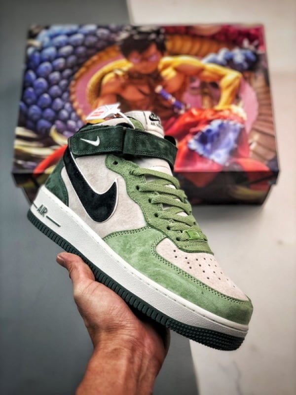 Air Force 1 07 Mid Cinzento Preto e Verde Camurca - Vista 1