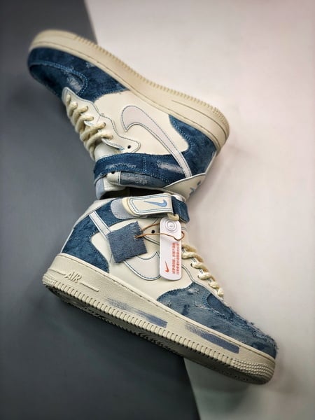 Air Force 1 07 Mid Azul Denim Patchwork - Vista 7