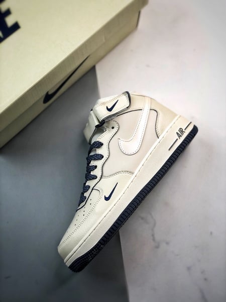 Air Force 1 07 Mid Perolado Bege Branco e Azul Escuro - Vista 8