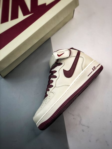 Air Force 1 07 Mid Branco e Vinho Caneta - Vista 8
