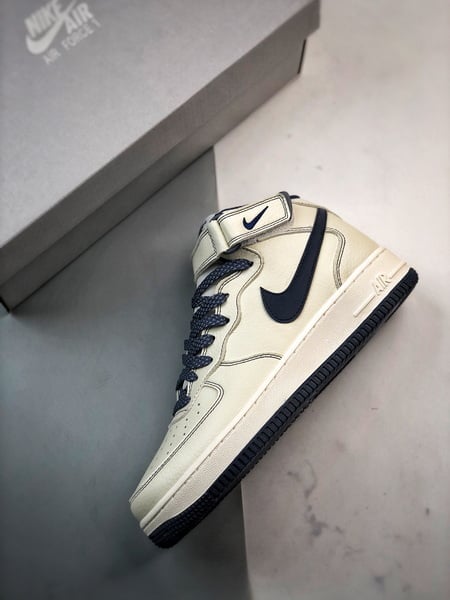 Air Force 1 07 Mid Bege e Azul Escuro3M - Vista 9