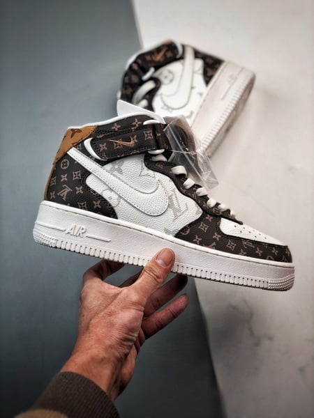 Air Force 1 07 Mid LV Branco e Marrom Estampado Completo - Vista 7