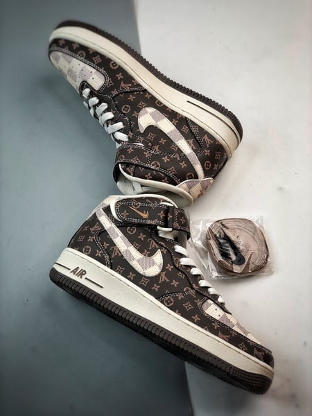 Air Force 1 07 Mid LV Bege e Marrom Estampado Completo - Vista 6