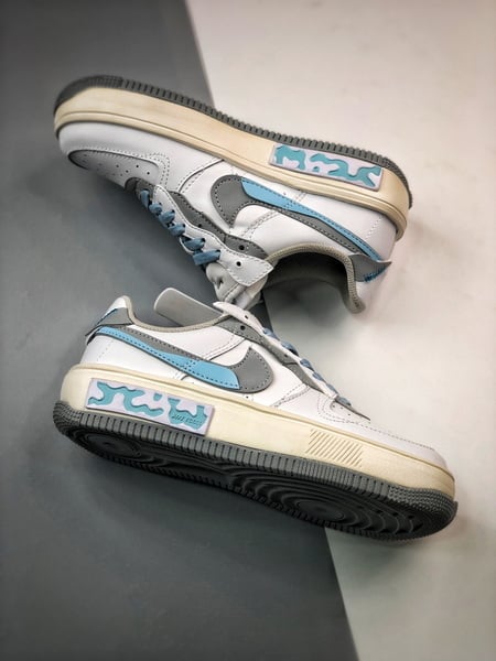 Air Force 1 Fontanka Desconstruido Branco Cinzento e Azul - Vista 9