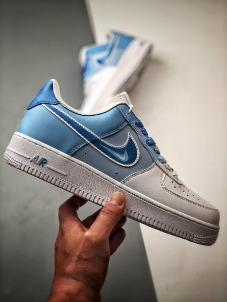 Air Force 1 Low Três Swoosh Gradiente Azul e Branco - Vista 7