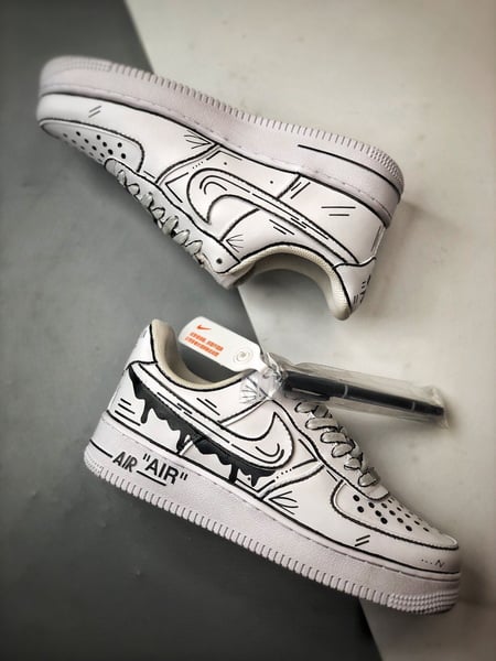Air Force 1 Low Branco e Preto Estilo Anime - Vista 6