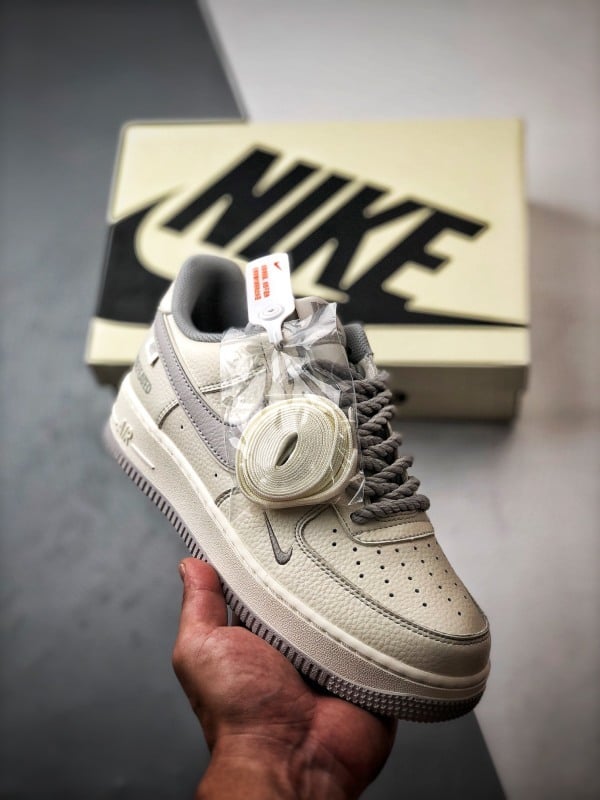 Air Force 1 Low Cinco Listras Corda Grossa Branco e Cinza - Vista 1