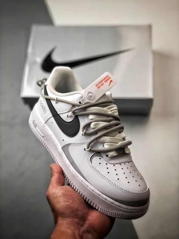 Air Force 1 Low Função Graffiti Branco e Cinza com Cadarços