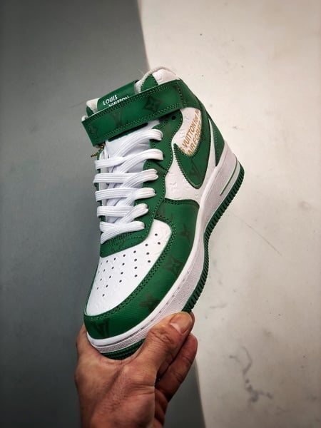 Air Force 1 Mid By You LV Branco e Verde Estampado - Vista 5