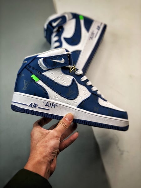 Air Force 1 Mid By You LV Branco e Azul Estampado - Vista 7
