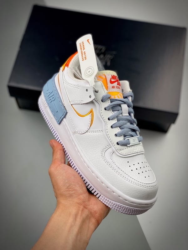 Air Force 1 ShadowBranco Laranja Azul Patchwork - Vista 1
