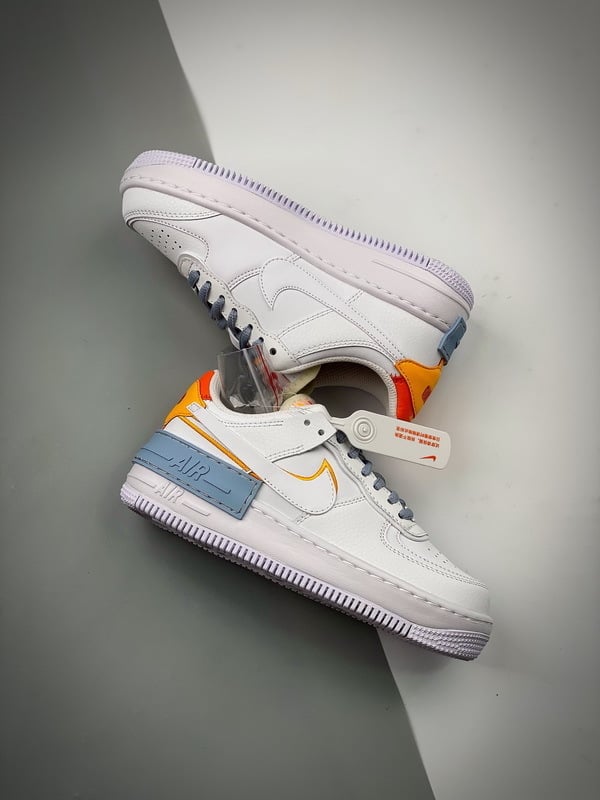 Air Force 1 ShadowBranco Laranja Azul Patchwork - Vista 8
