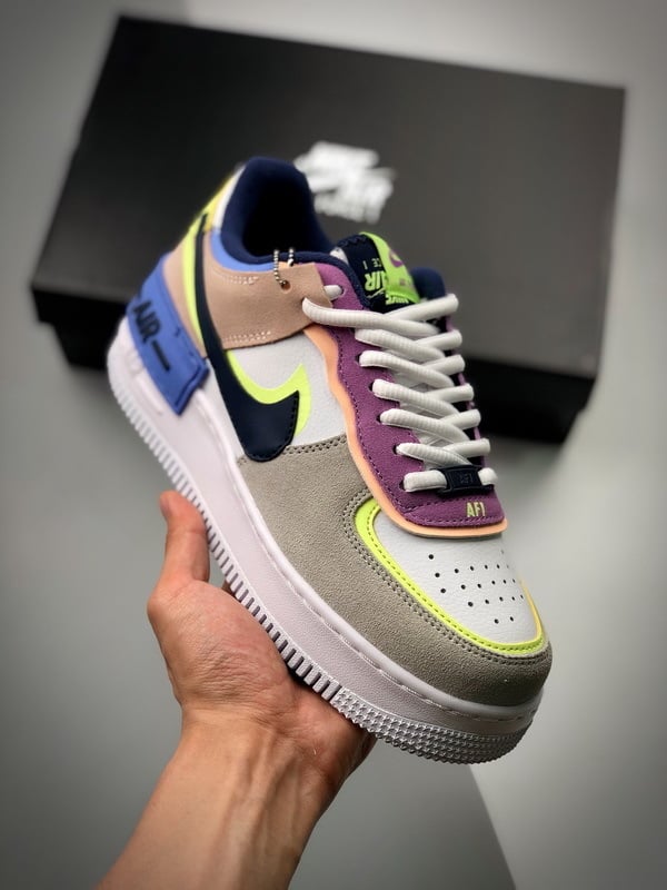 Air Force 1 Shadow Cinzento Preto Verde Patchwork