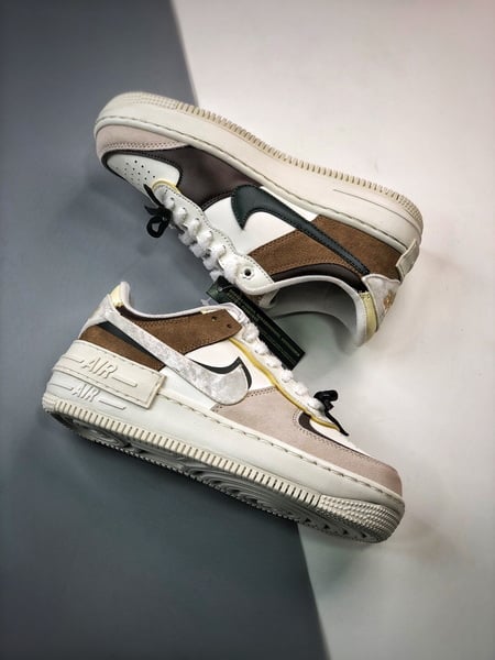 Air Force 1 Shadow Branco Cinzento e Marrom - Vista 6