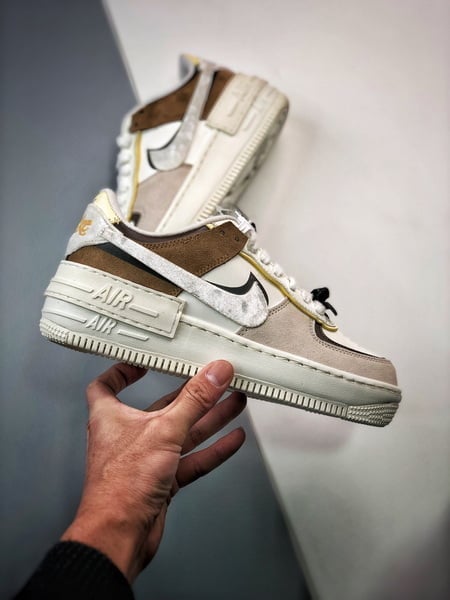 Air Force 1 Shadow Branco Cinzento e Marrom - Vista 7