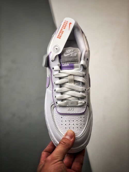 Air Force 1 Shadow Branco Cinzento e Roxo - Vista 9