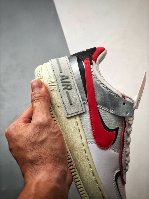 Air Force 1 Shadow Branco Vermelho e Preto - Vista 2