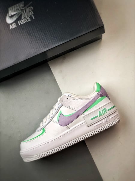 Air Force 1 Shadow Branco Verde e Roxo - Vista 8