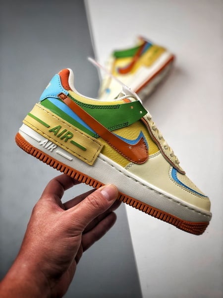 Air Force 1 Shadow Bege Verde Azul e Laranja - Vista 7