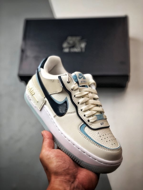 Air Force 1 Shadow Bege Preto e Azul - Vista 1