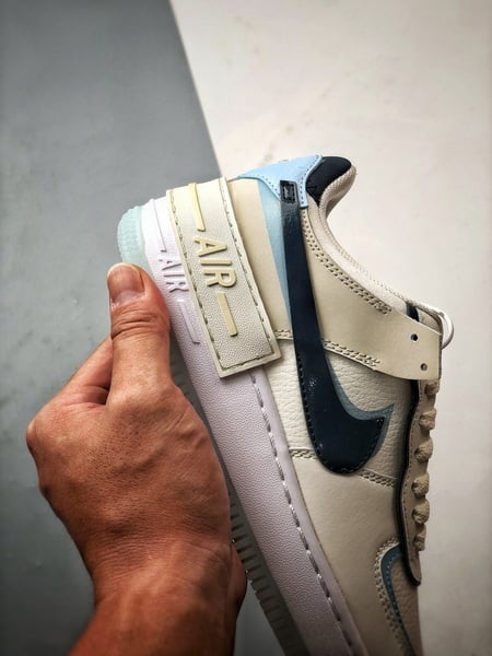 Air Force 1 Shadow Bege Preto e Azul - Vista 2