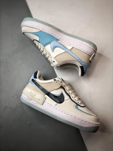 Air Force 1 Shadow Bege Preto e Azul - Vista 6