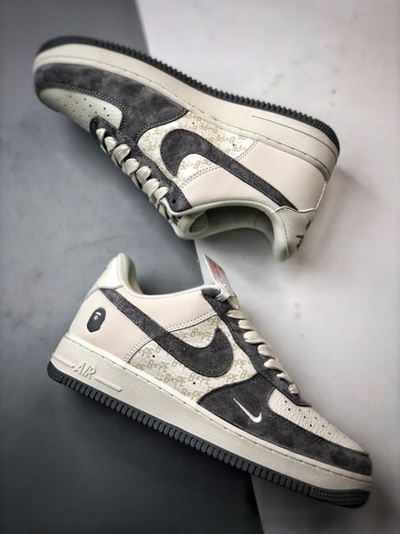Bape x Air Force 1 Low Cinza Escuro e Creme - Vista 6