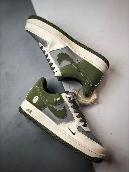 Bape x Air Force 1 Low Cinza e Verde - Vista 6