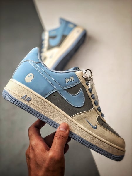 Bape x Air Force 1 Low Cinza e Azul - Vista 7