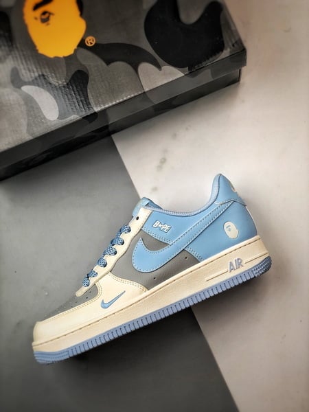 Bape x Air Force 1 Low Cinza e Azul - Vista 8