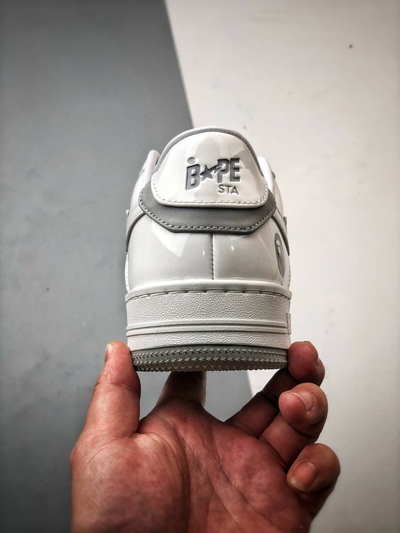 Bape x Air Force 1 Sta Low Cinza e Branco Patente - Vista 3