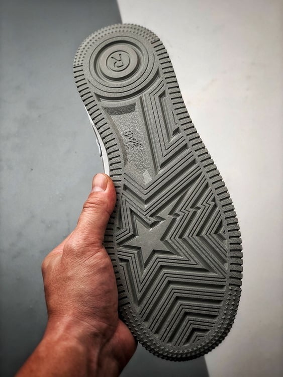 Bape x Air Force 1 Sta Low Cinza e Branco Patente - Vista 4