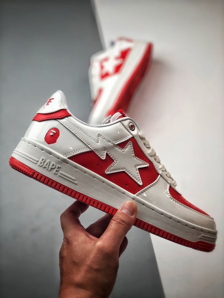 Bape x Air Force 1 Sta Low Vermelho e Branco Verniz - Vista 2
