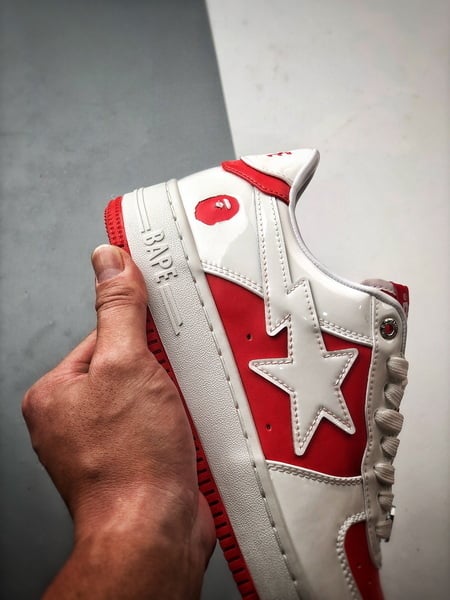 Bape x Air Force 1 Sta Low Vermelho e Branco Verniz - Vista 3