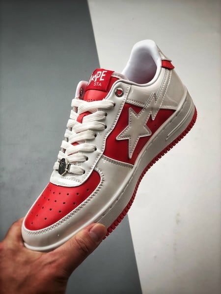 Bape x Air Force 1 Sta Low Vermelho e Branco Verniz - Vista 6