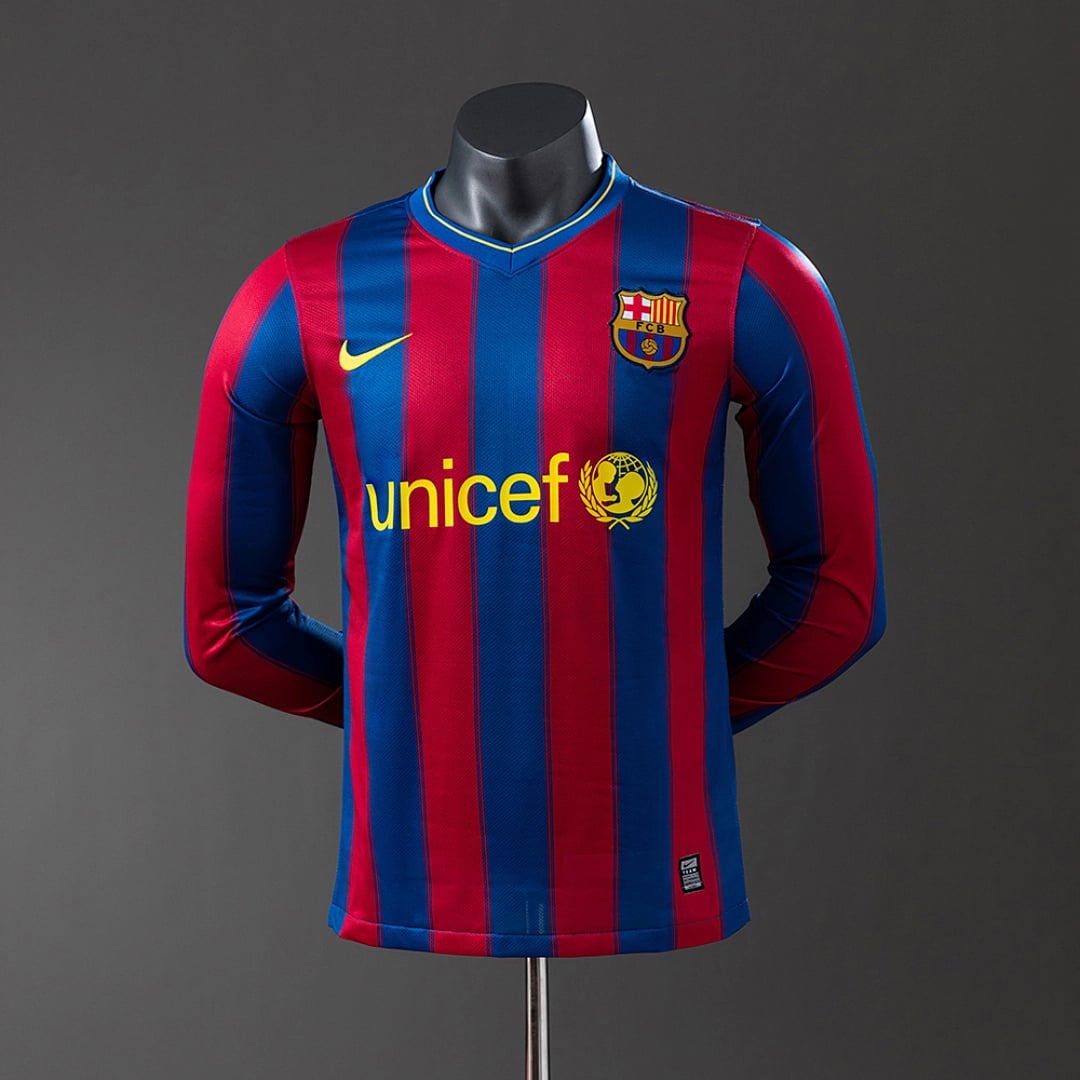 Camisola Principal do FC Barcelona 2009/2010 (Retro, Versao Jogador, Manga Longa) - Vista 1