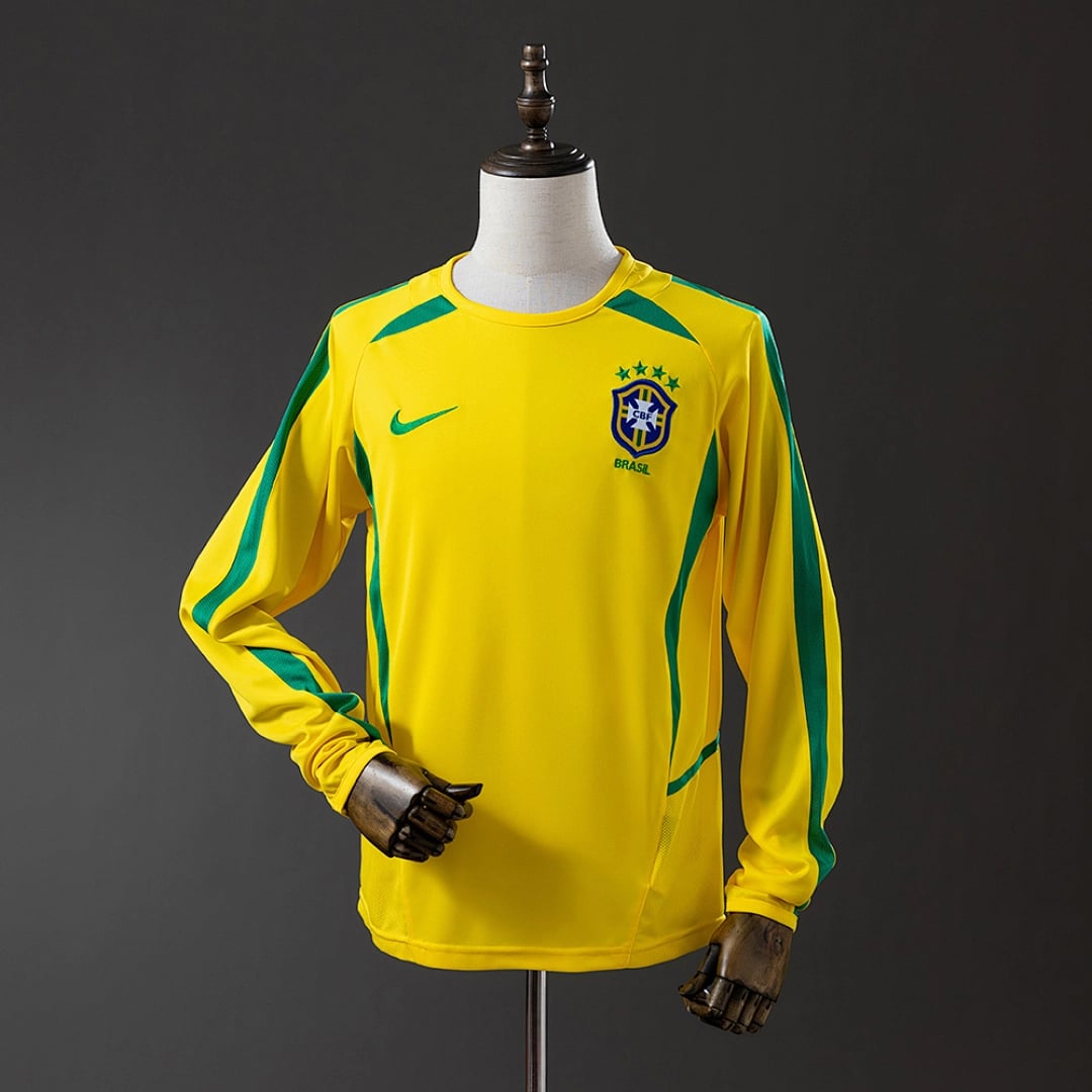 Camisola Principal do Brasil 2002 (Retro, Manga Longa) - Vista 1